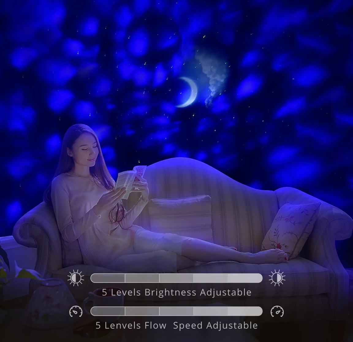 KSWING Smart Starry Projector Light Modern LED Night Sky Galaxy Light Projector with Music Speaker and Remote Control