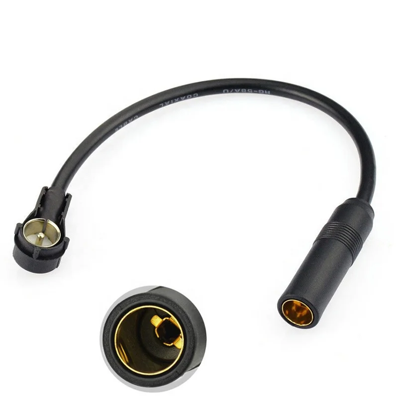 Black 30cm Wire DIN To ISO Easy To Use Durable Replacement Convert Cable Antenna Adapter Radio Aerial Car Accessories Extension