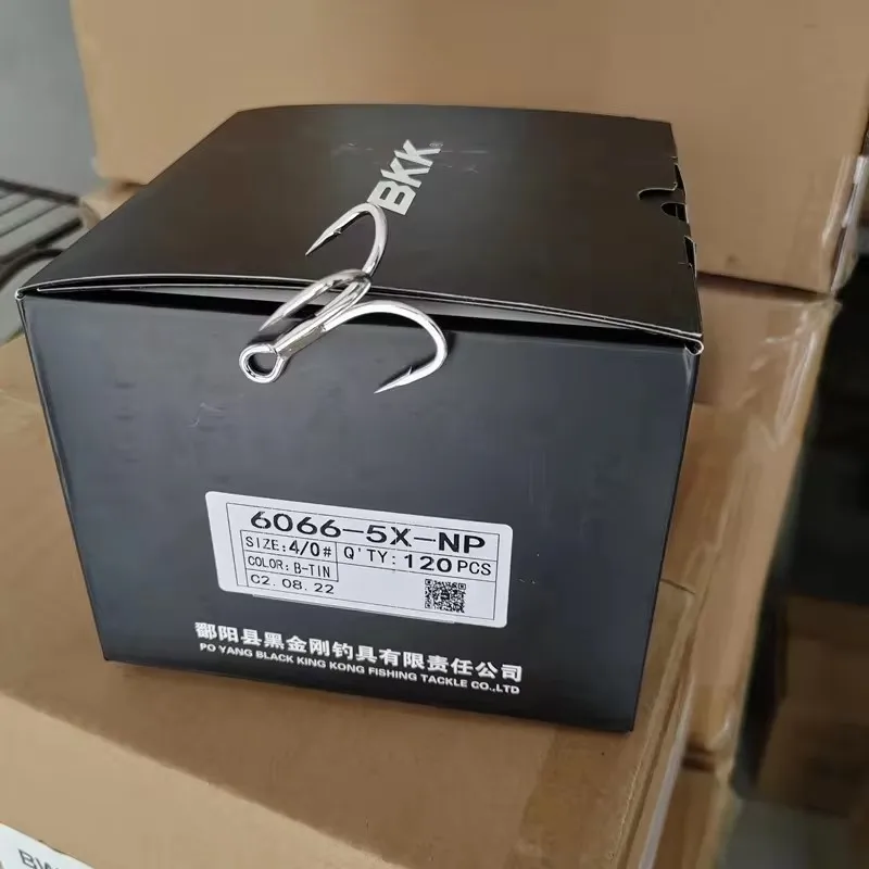 Wholesale BKK 6066-5X-NP Treble Fishing Hooks 2#-5/0 Sea Fishing Accessory Anti-Rust Coating Triple Anchor Hooks