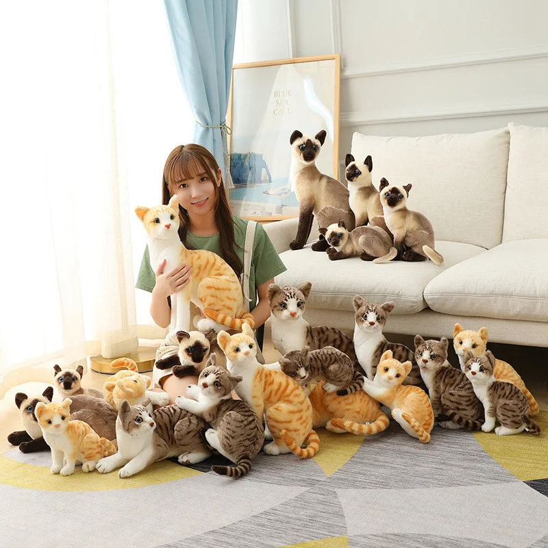 Wholesale Simulation Cute Plush Toy Lazy Cat Realistic Cat Plush Toy Cat Stuffed Animal Toy