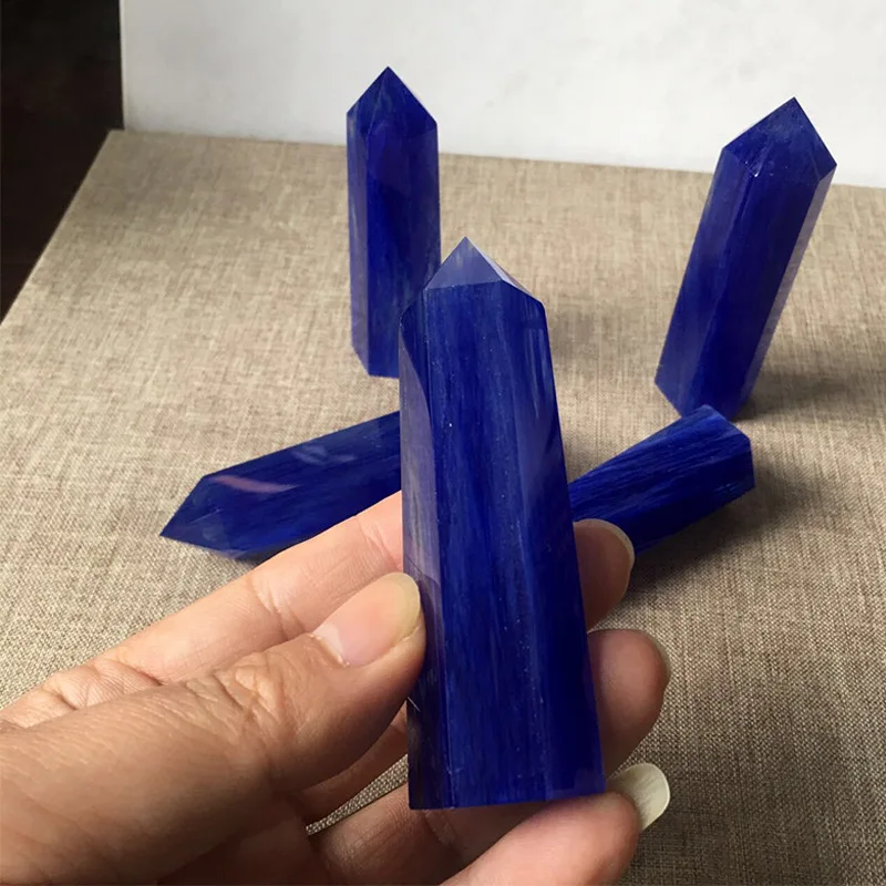 
Healing Blue Crystal Wands for Home Desk Office Reiki Chakra Single Point Stone 