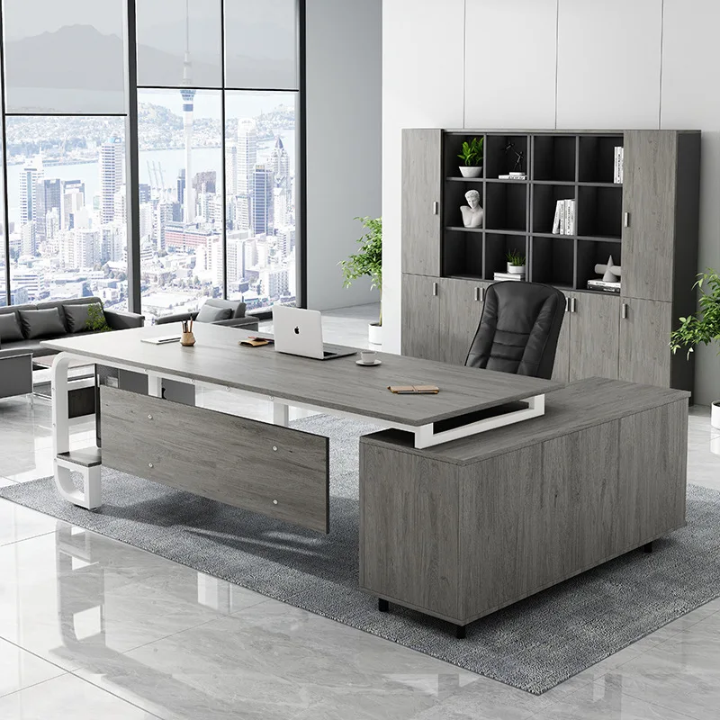 2024 Hot Sell Office Furniture Modern L Shaped Boss Desk Table Executive Manager CEO Office Desk