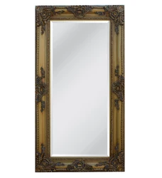 Античное декоративное резное настенное зеркало с деревянной рамой