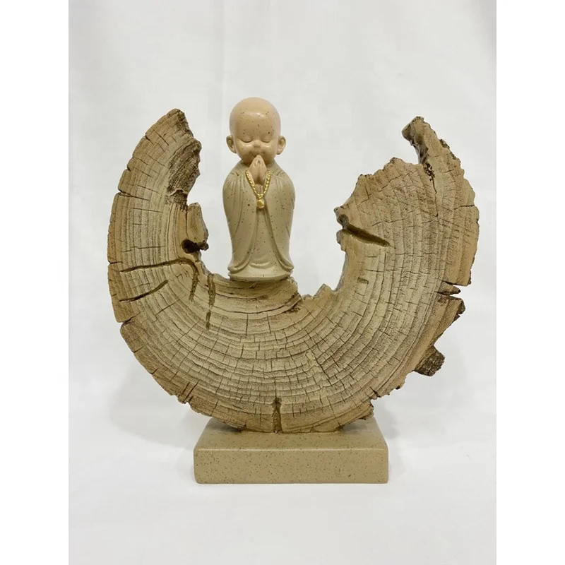 newly resin molds  meditation decor fengshui cute little monk on base statue
