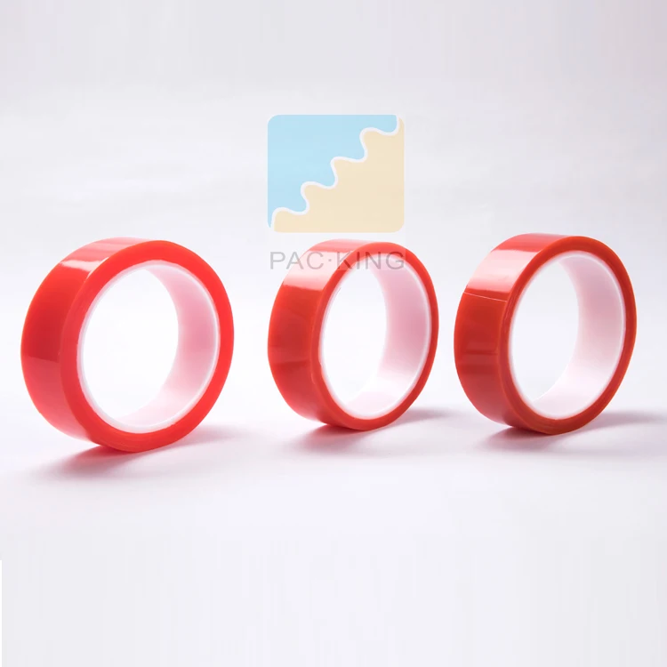 Cutting Red Film Highly Clear Double Sided PET Tape Sticky Hot Melt Adhesive