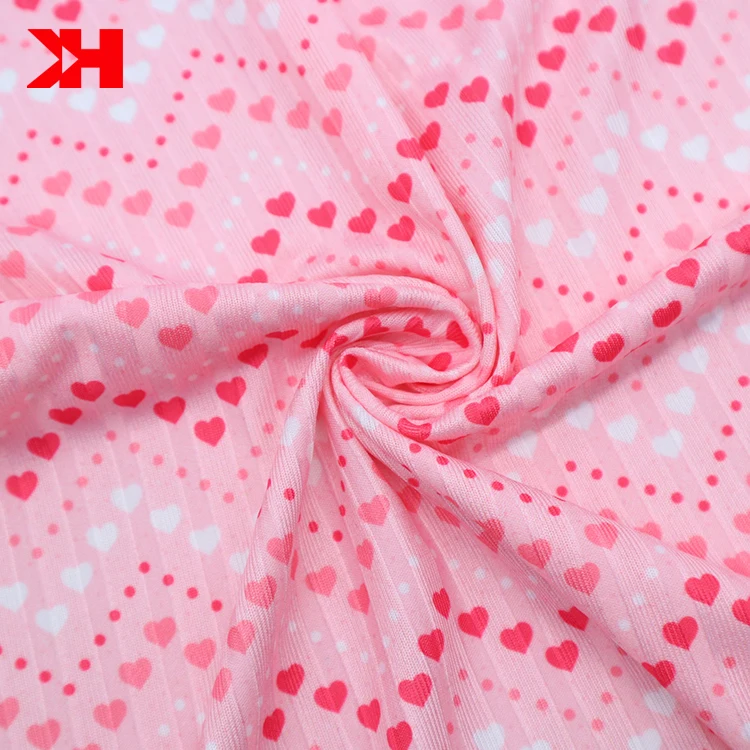 High quality custom digital printed rib fabric polyester rib knit fabric on bolt