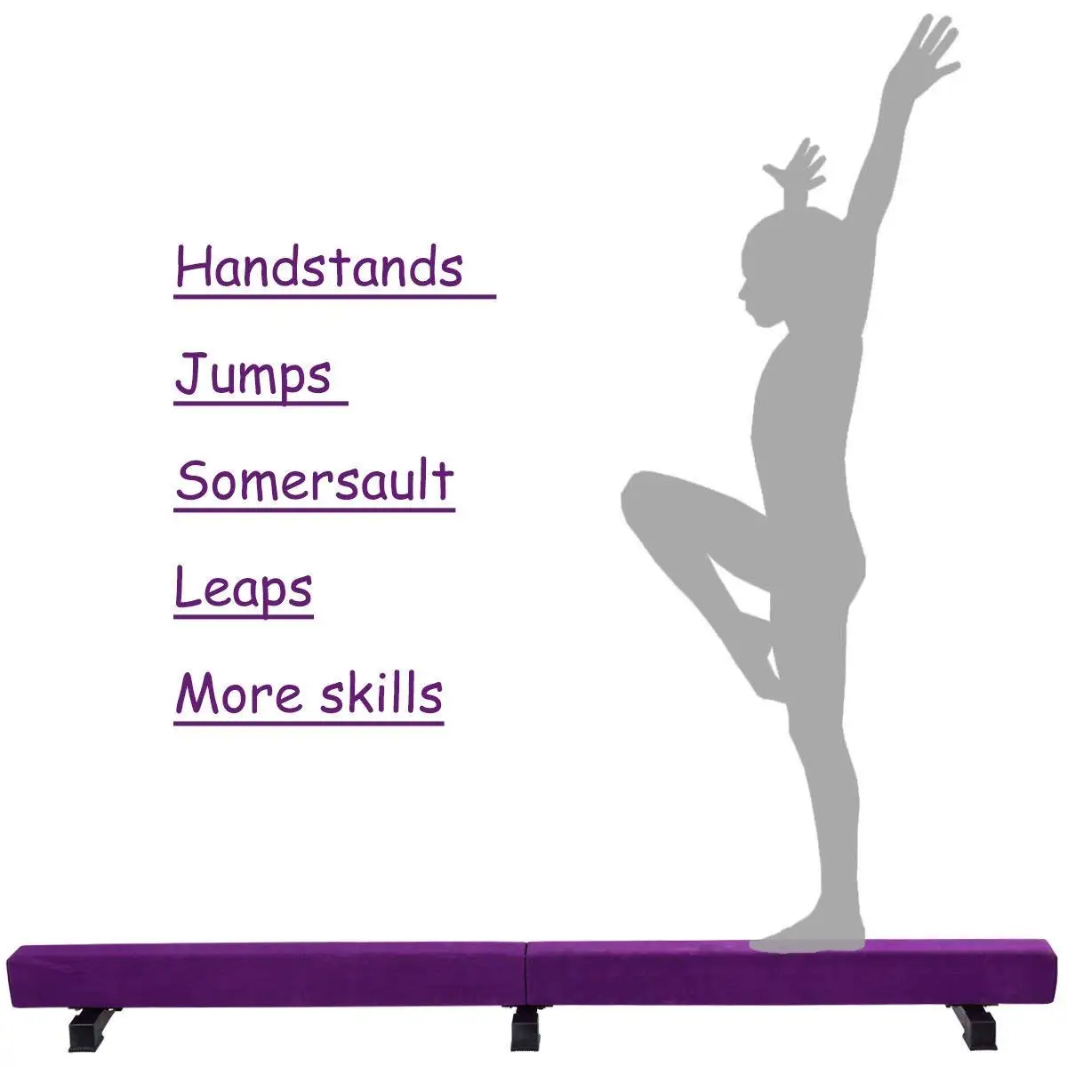 Floor gymnastics beam with middle support&wood core