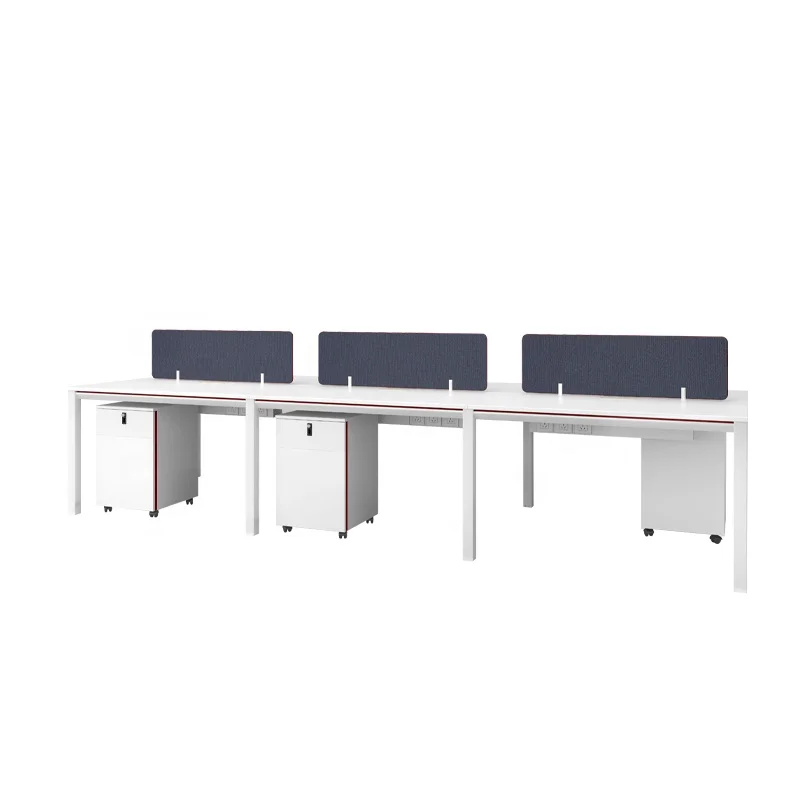 Australian Style Linear Workstations Table Sitting Facing Each Other 4 6 People Cluster Bureau de travail commercial White Desk