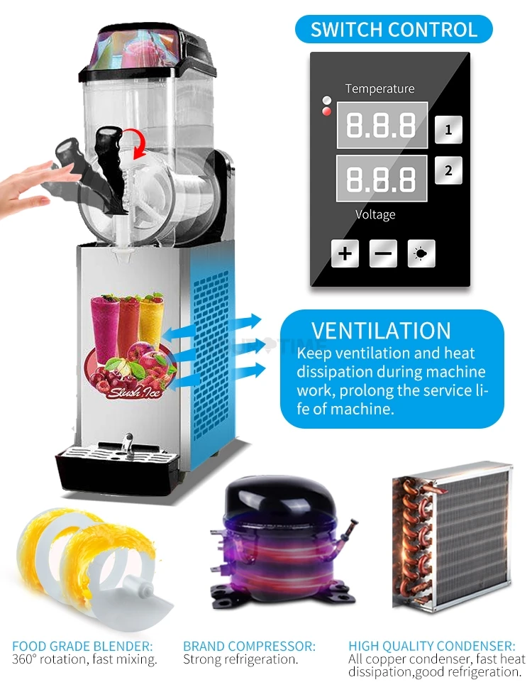 YourTime Commercial Frozen Drink Slush Slushy Making Machine Smoothie Maker Electric Snow Melting Machine