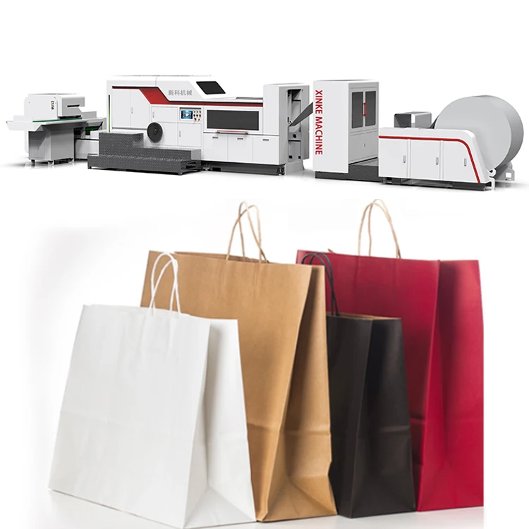 Cheap Paper Carry Bags White Shopping Packaging Flat Handle Bag Making Machinery