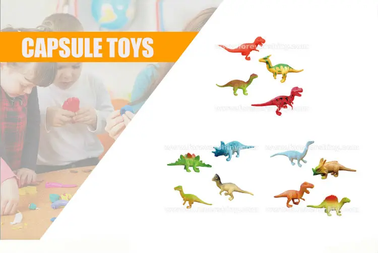 Wholesale Custom Design Small Gashapon Egg Toy Figure Mini Animals Assorted Plastic Stone Age Dinosaurs Figurine 56mm Capsule