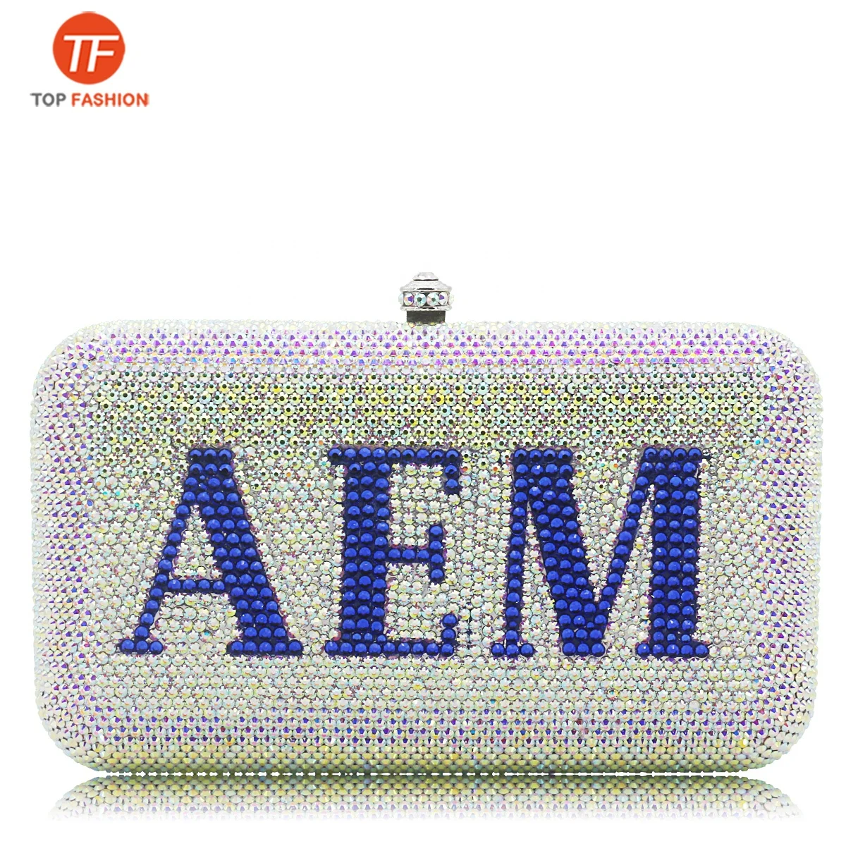 2021 New Design Full Crystal Clutch Customized Name Women Evening Bag Rhinestone Purse
