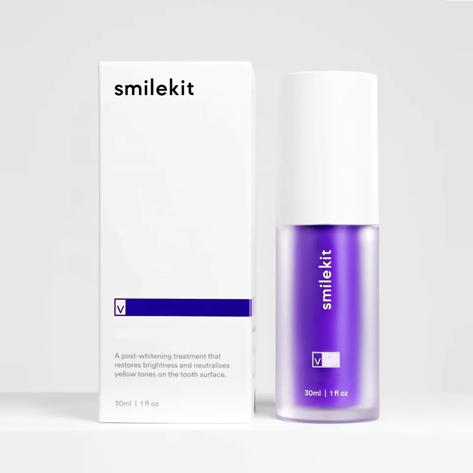 smilekit purple color toothpaste 30ml Purple Color Serum Whitening Teeth Remove Stain Formula can do private logo