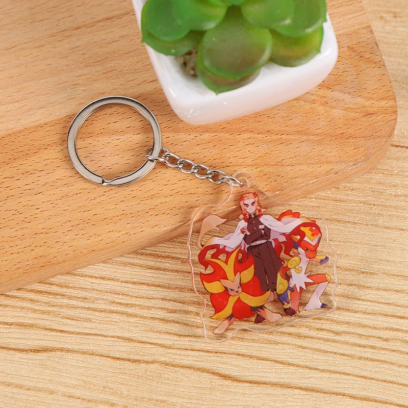 Anime Acrylic Double Layer Sandwich Pendant Demon Slayer Keychain