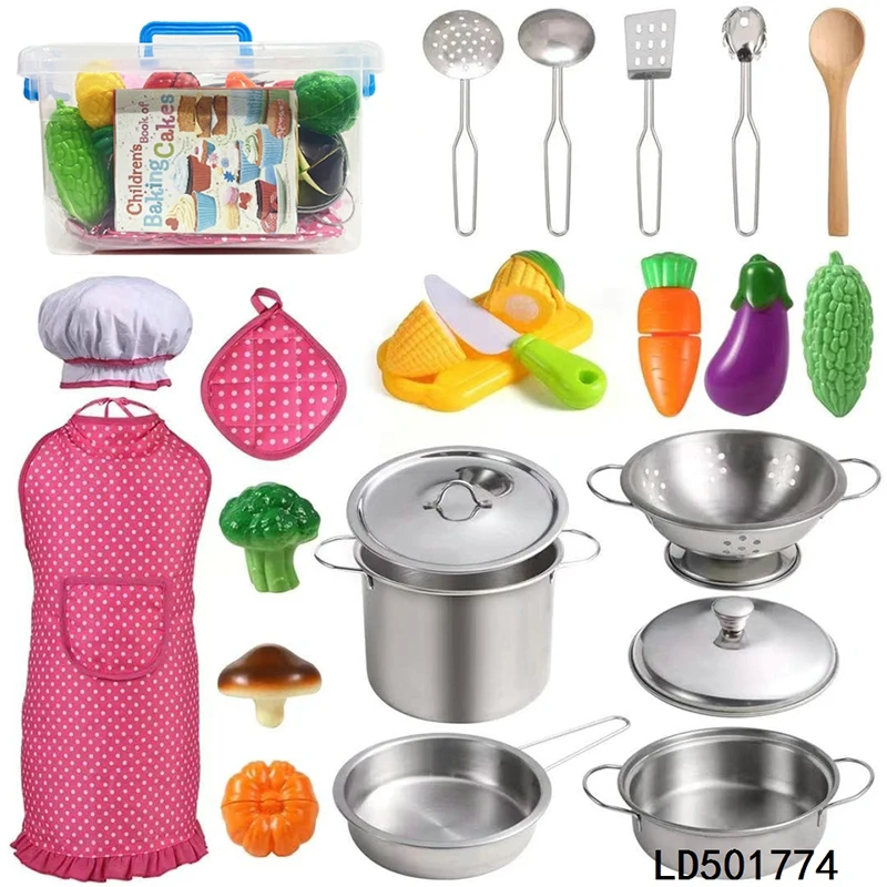 Funny Sitimulation Children Apron Cooking Play Toy Kitchen Apron Hat Deluxe Chef Set Suit Kids Kitchen toys