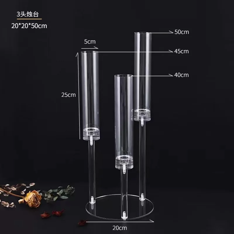 Wedding props acrylic solid candelabra upgraded models of translucent candles pathway ornaments wedding decoration ornaments