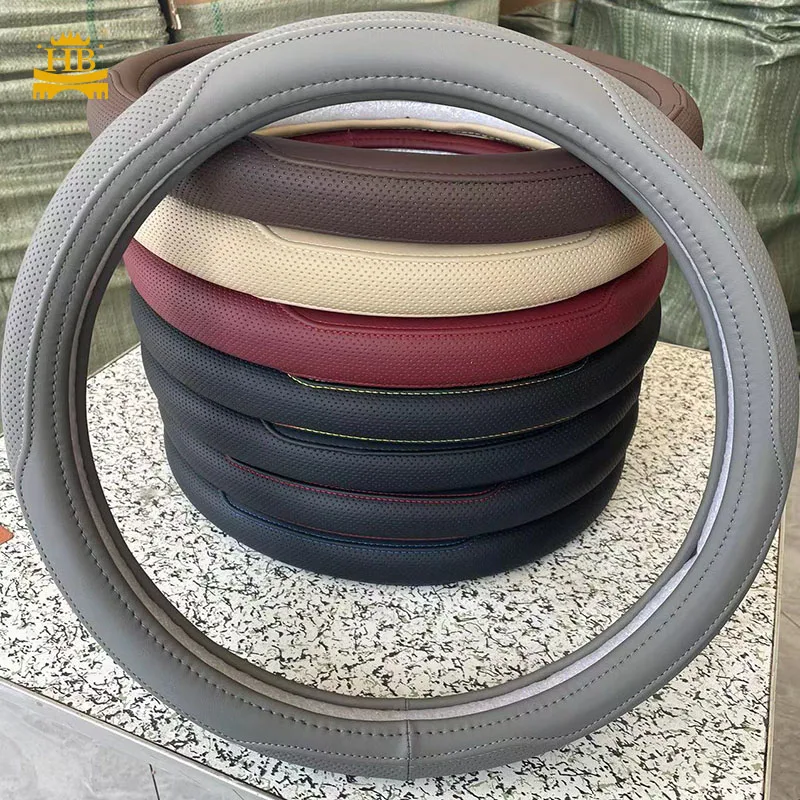 Factory cheap price car steering wheel cover fiber leather durable 15 inch steering wheel covers
