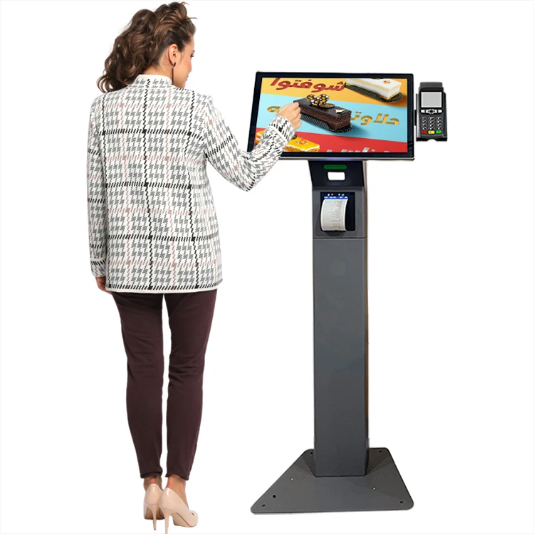 Desktop free standing LCD digital display 21.5 15.6 inch self ordering payment touch kiosk