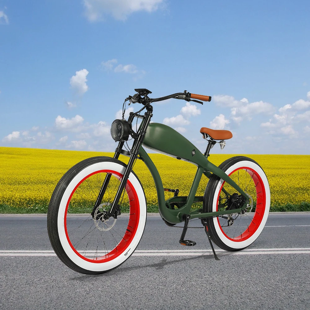 Hoya China OEM Factory Newest hot selling vintage beach cruiser 26 inch fat tire city road e bicycle bike ebike With CE