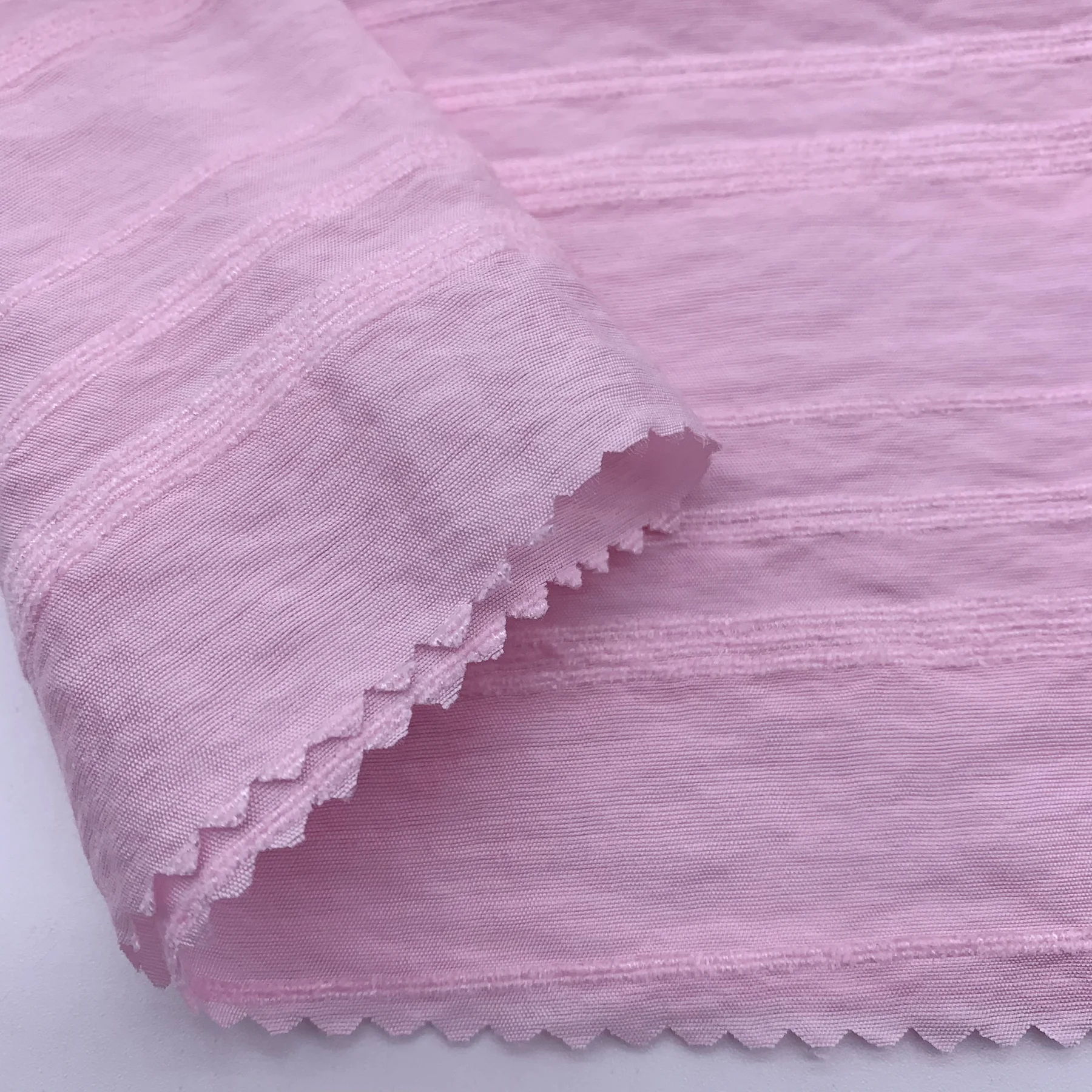 fashion soft skin cottony touch stripe 10%nylon 90%rayon chenille fabric for dress blouse