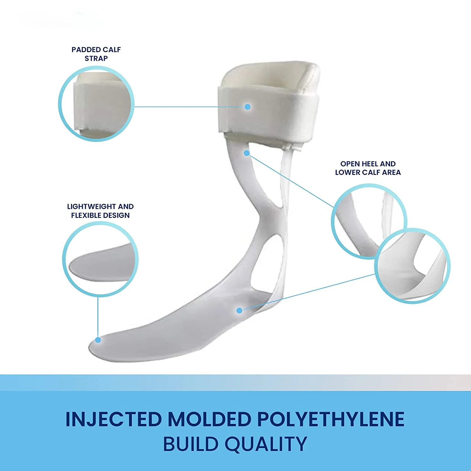 Hongan Lightweight Polyethylene Drop Foot Stabilizer,Moldable Drop Foot Orthosis for Men and Women Stroke
