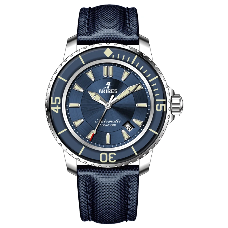 High quality japanese automatic nh35 movement hand-winding 316l stainless steel 100 meters diving watch