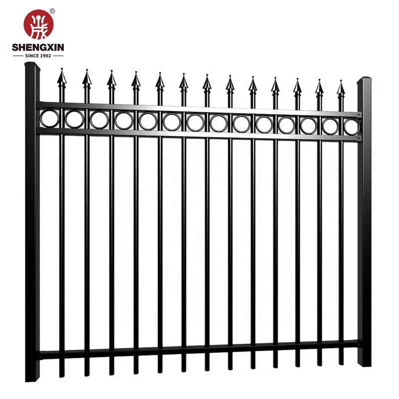 New Design Cheap Wrought Iron Fence Panel Steel Metal Picket Ornamental Fence
