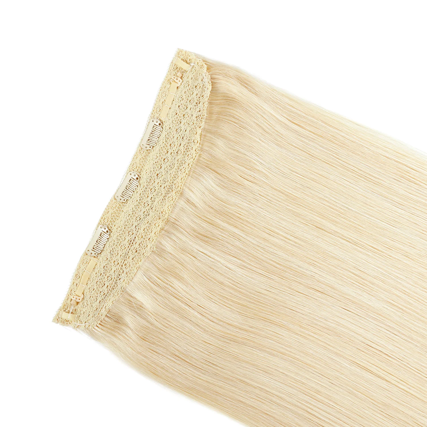 one piece  with 5 clips Clip in Virgin  Blonde Human Remy Hair Extensions  fish line Clip in Hair Extensions