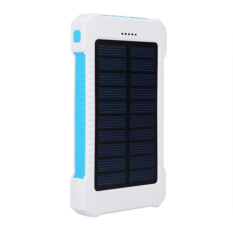 2021 Hot Sales Consumer Electronics Power Bank Solar Power Bank 8000 mAh Water Resistant 2 USB Ports Light Blue With Compass