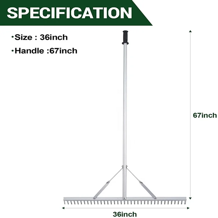 Heavy duty extendable head grass rake with  Factory Hot Sale Detachable Aluminum garden leaf rake landscape rake