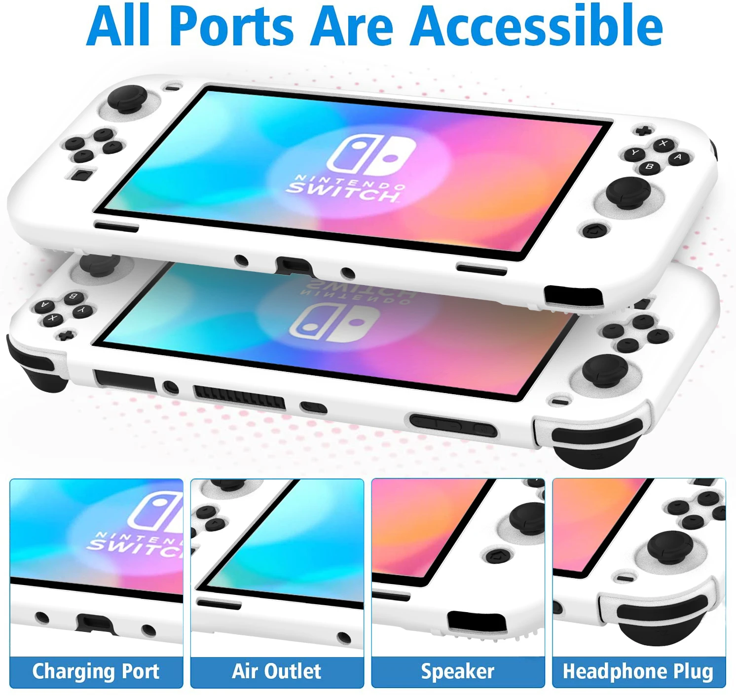 HOXC Switch OLED Protective Silicone Case, New Released Private Mould Silicone Shell Cover for Switch OLED Released on 2021