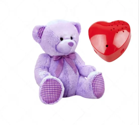 teddy bear vibrator stuffed animal toys heartbeat voice recorder device voice recording bear with zipper heartbeat teddy bear