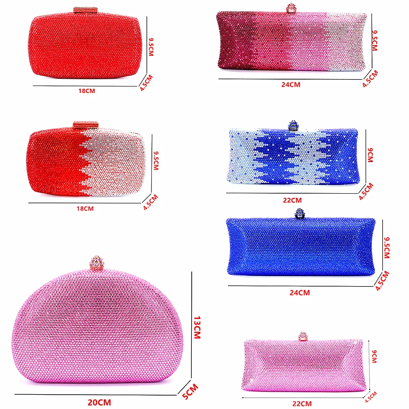 2023 multi designs colors ladies crystal clutch purse bags bling crystals wedding  purses party luxury women clutch hand bag