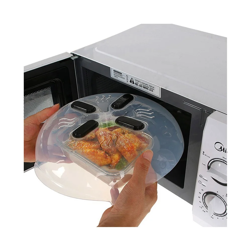 
plastic magnetic microwave splatter cover with steam vents 