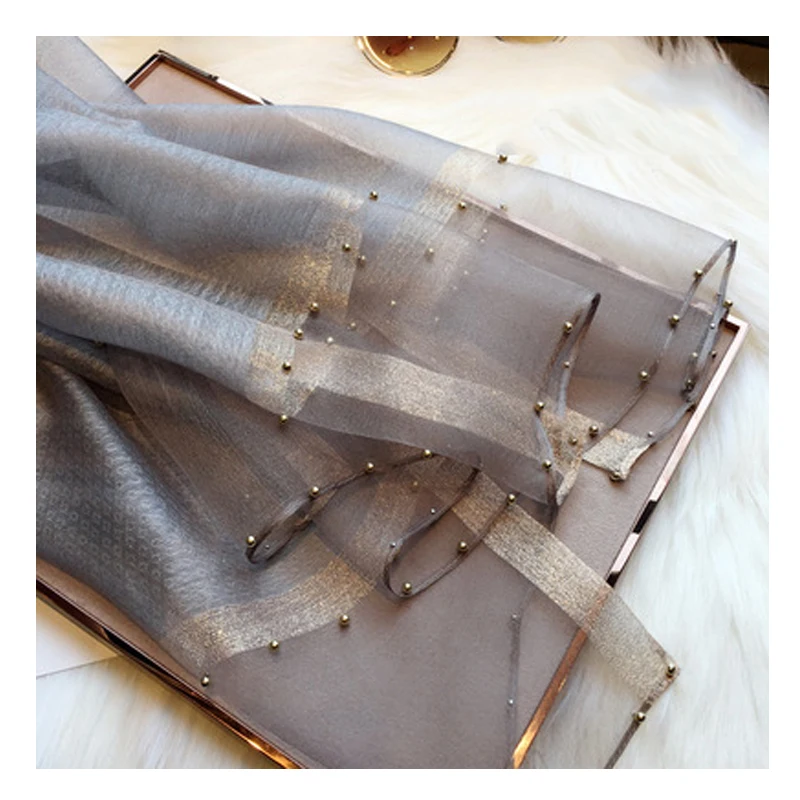 scarfs 2023 woman branded hijab pins muslim cotton scarf OEM logo pleated decorated sparkling beads hijab chiffon shawls scarf