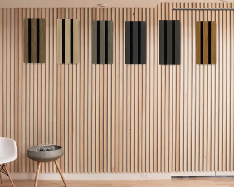 Sustainable Sound Blocking Recycled Polyester Wood Batten Acoustic Decorative Wall Ceiling Panels