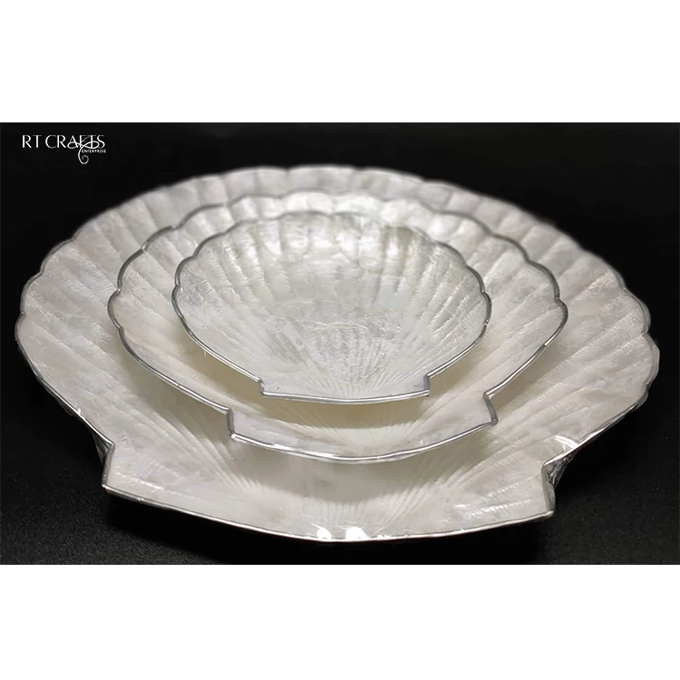 Decorative Server Plate Set Dinnerware Capiz Shells Plates Candy Dish Handmade Plate Set For wedding Decoration