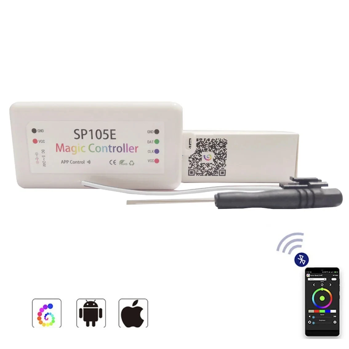 Волшебный контроллер SP105E синий зуб-совместимый Dc5-24V 2048 пикселей для Ws2811 2812 2801 6803 Светодиодная лента