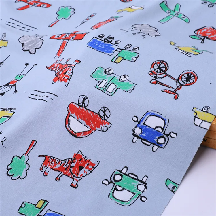 Cheap Stock 100% combed cotton single knitted jersey floral printed fabric for dress t shirt