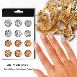 Gold Silver Glitter Aluminum Foil Nail Flakes for Resin Nail Decorations Stickers & Decals Metallic Nail Foil