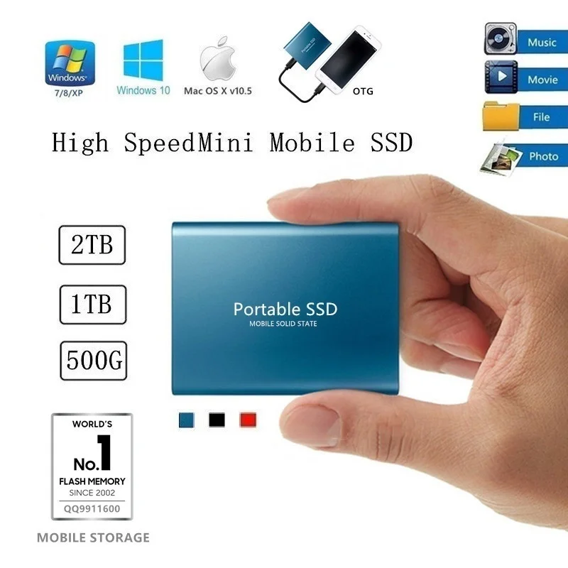 Best cheap price Portable SSD 1TB 2TB 4TB hard drives Type C USB 3.1 External Hard Disk MSATA PSSD for computer