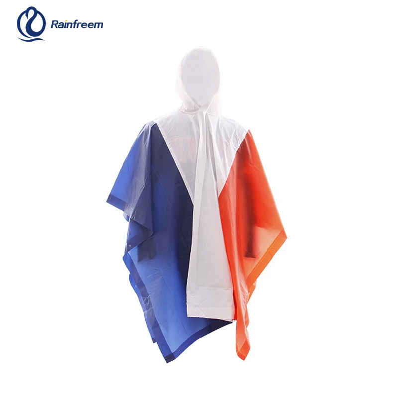 high quality pvc flag rain poncho custom print reusable rain poncho for outdoor
