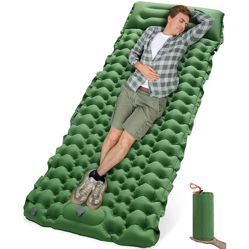 Outdoor Inflatable Sleeping Camping Pad Folding Ultralight Sleeping Mat Self-Inflatable Waterproof Portable Compact Air Mattress