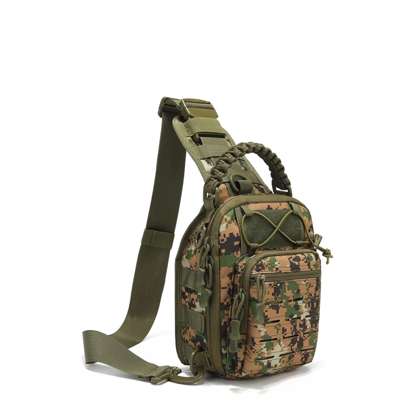 Hot Outdoor Waterproof Single Shoulder Tactical Chest Bag Polyester Molle Sports Backpack for Riding Hiking Camouflage