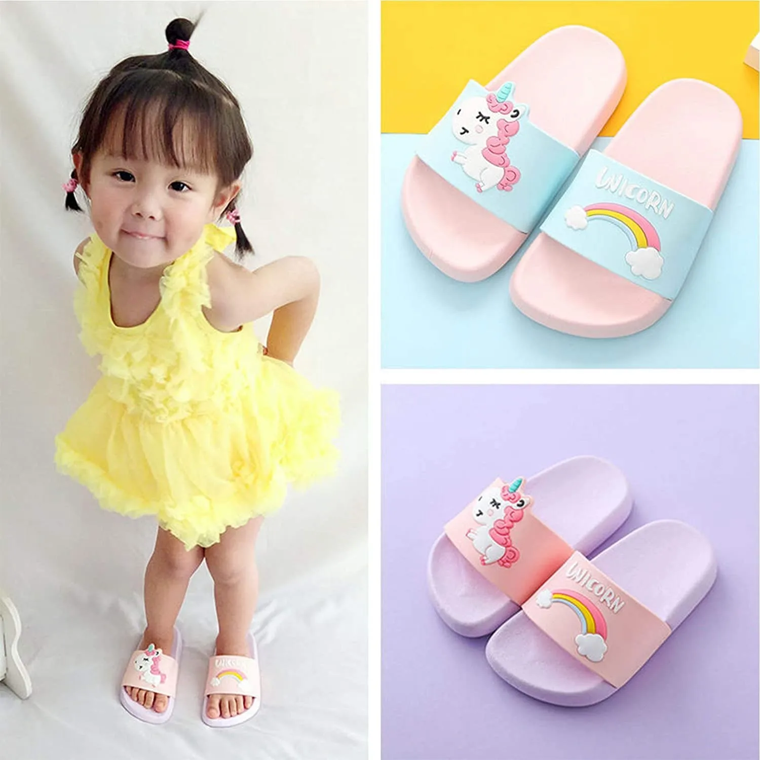 FREE SAMPLE Little Kids Unicorn Slippers Slides Sandals Non-Slip Summer Slippers Lightweight Beach Pool Water Shoes