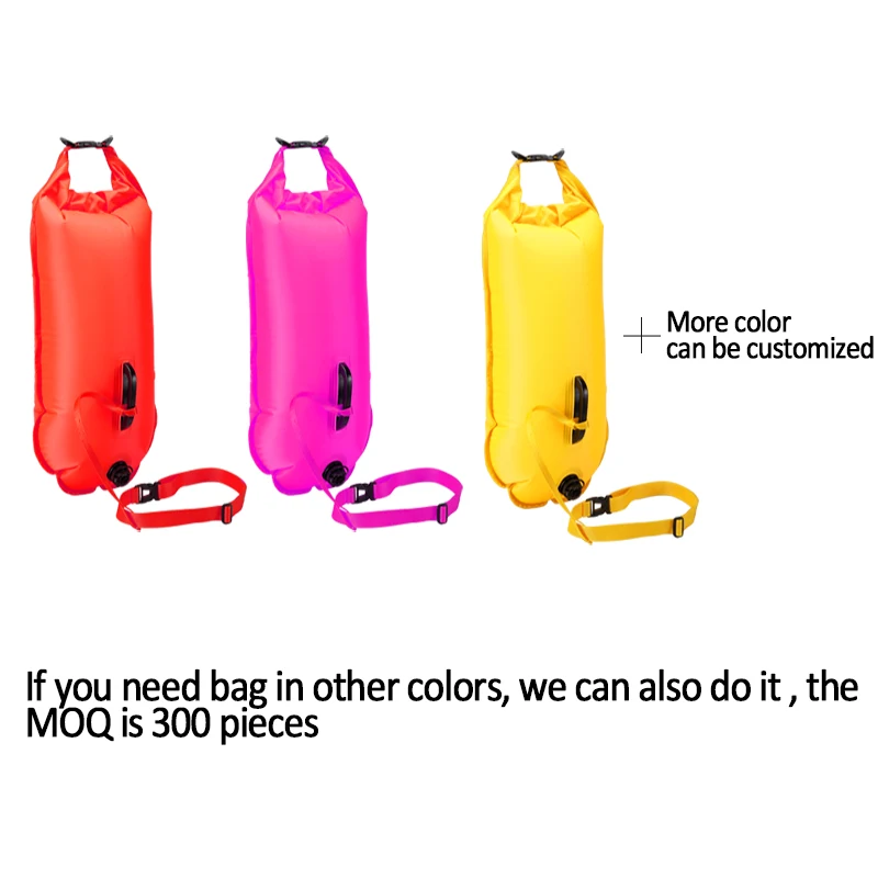 Custom Logo Swimming Training Aid 28L Dry Bag Waterproof PVC Dry Bag, Inflatable Swim Buoy Safe Swim Buoy