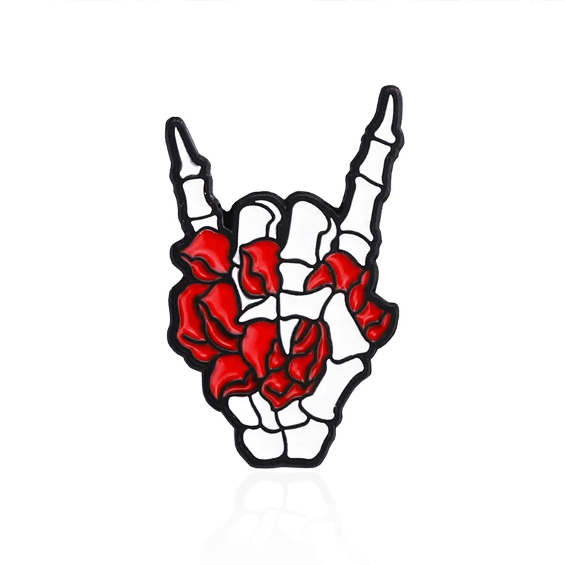 Gothic punk style fashional rose skull ename pins