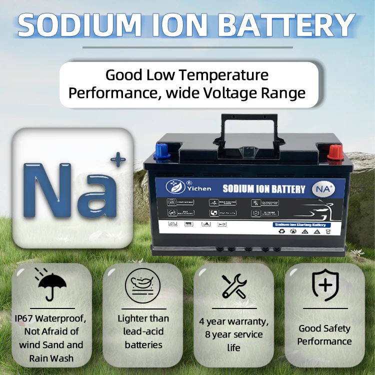 New Design Car Starting Sodium Ion Battery 12.4V 70Ah with Grade A SIB Cells in DIN H6