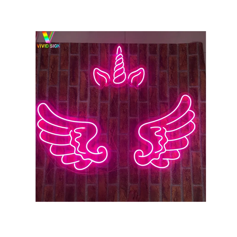High quality no moq custom neon sign indoor outdoor wedding bedroom wall decoration angel wings neon sign