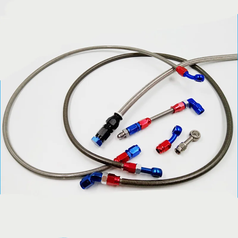 AN3 3.2mm 7.5mm Performance Motorcycle stainless braided Brake Lines hose tube kits with aluminum banjos red blue black